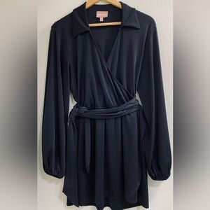 Show Me Your MuMu Black Long Sleeve Wrap Dress Medium